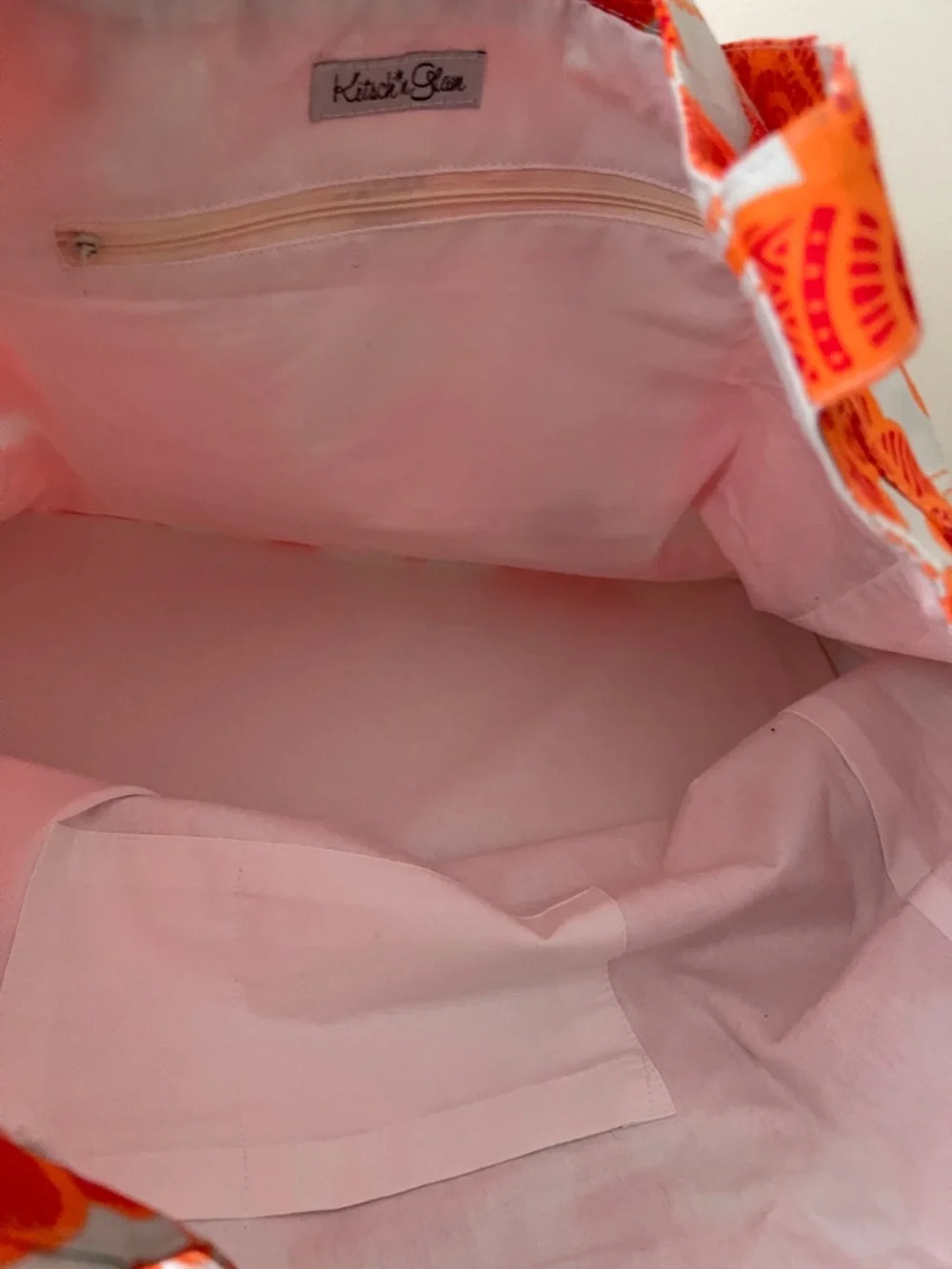 NWOT...Bright Orange Floral Cotton Tote Bag - Picture 7 of 7